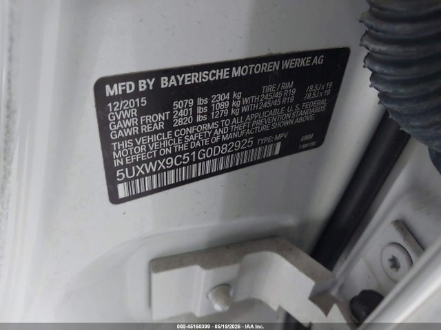 Продаж на аукціоні авто 2016 Bmw X3 Xdrive28i, vin: 5UXWX9C51G0D82925, номер лоту: 45160399