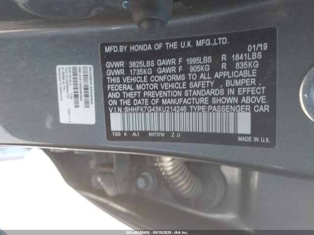 SHHFK7G43KU214246 Honda Civic Sport