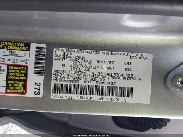 Aukcja sprzedaży 2024 Toyota Tacoma Trd Off Road, vin: 3TMLB5JN0RM019057, numer aukcji: 45160419