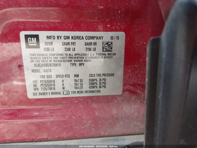 Aukcja sprzedaży 2018 Buick Encore Preferred, vin: KL4CJASB9JB705619, numer aukcji: 45160489