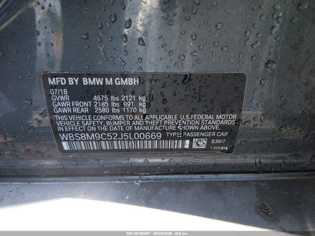 Продажа на аукционе авто 2018 Bmw M3, vin: WBS8M9C52J5L00669, номер лота: 45160497