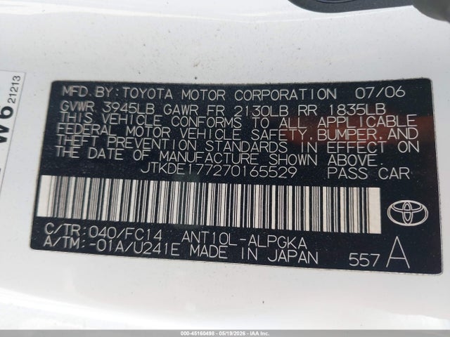 Aukcja sprzedaży 2007 Scion Tc, vin: JTKDE177270165529, numer aukcji: 45160498