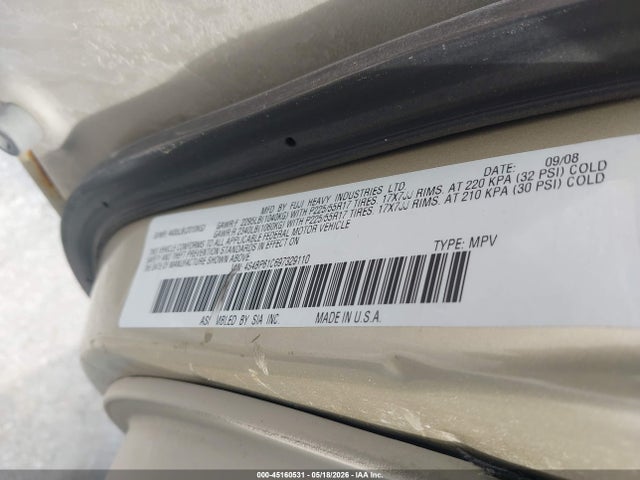 2009 Subaru Outback 2.5i მანქანა იყიდება აუქციონზე, vin: 4S4BP61C697329110, აუქციონის ნომერი: 45160531