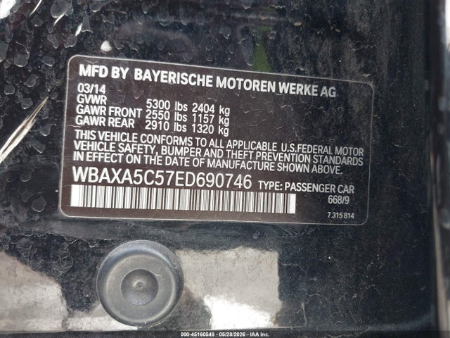 45160548 :رقم المزاد ، WBAXA5C57ED690746 vin ، 2014 Bmw 535d مزاد بيع