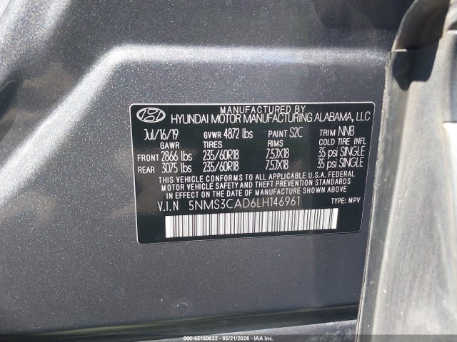 Hyundai Santa Fe Sel 2020 5NMS3CAD6LH146961 Image 9
