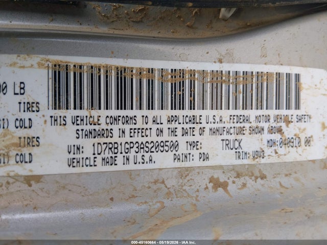 Aukcja sprzedaży 2010 Dodge Ram 1500 Slt/sport/trx, vin: 1D7RB1GP3AS209500, numer aukcji: 45160664