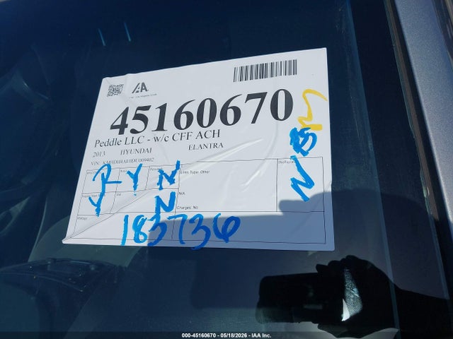 Продажа на аукционе авто 2013 Hyundai Elantra Gls, vin: KMHDH4AE0DU009402, номер лота: 45160670
