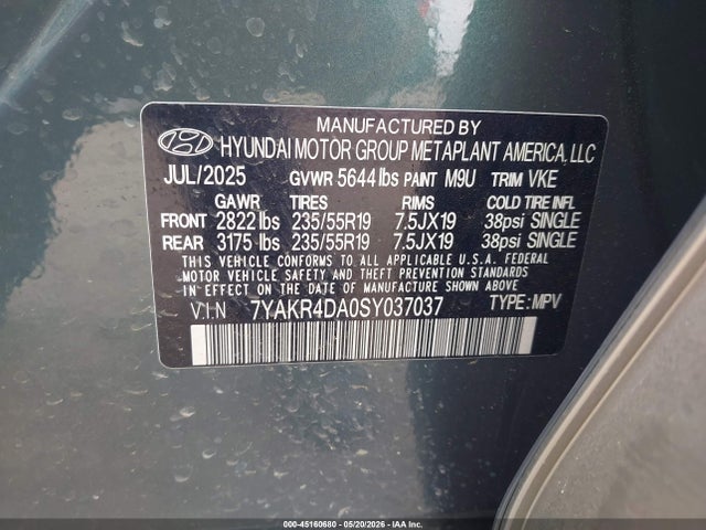 Aukcja sprzedaży 2025 Hyundai Ioniq 5 Limited, vin: 7YAKR4DA0SY037037, numer aukcji: 45160680