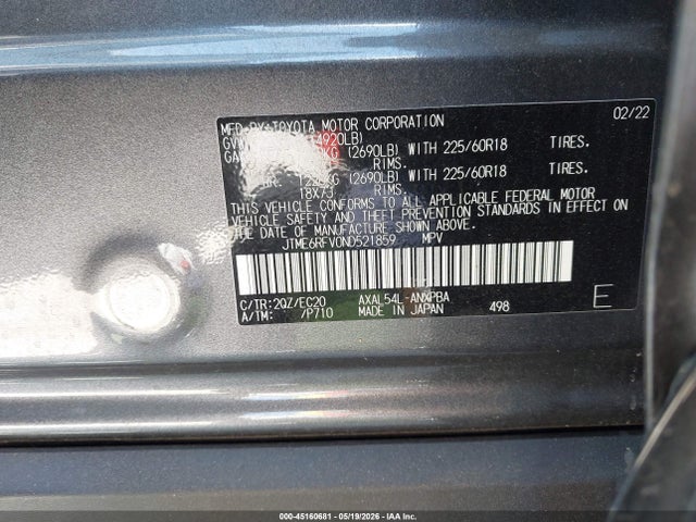 JTME6RFV0ND521859 Toyota Rav4 Hybrid Xse