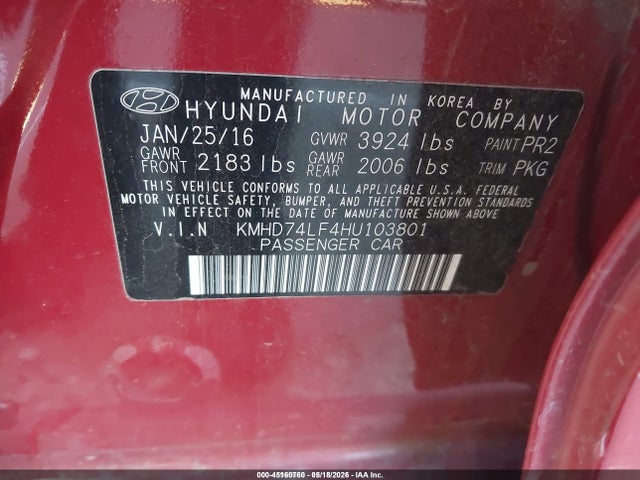Hyundai ELANTRA SE 2017 KMHD74LF4HU103801 Image 9