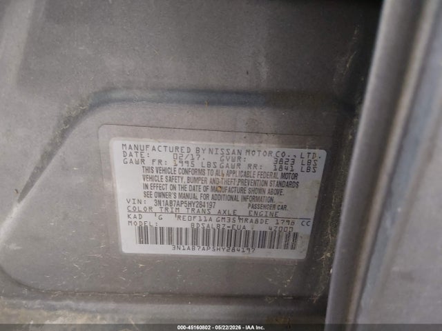 Aukcja sprzedaży 2017 Nissan Sentra S, vin: 3N1AB7AP5HY284197, numer aukcji: 45160802