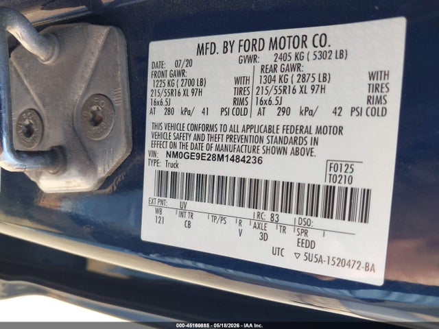Aukcja sprzedaży 2021 Ford Transit Connect Xl Passenger, vin: NM0GE9E28M1484236, numer aukcji: 45160815