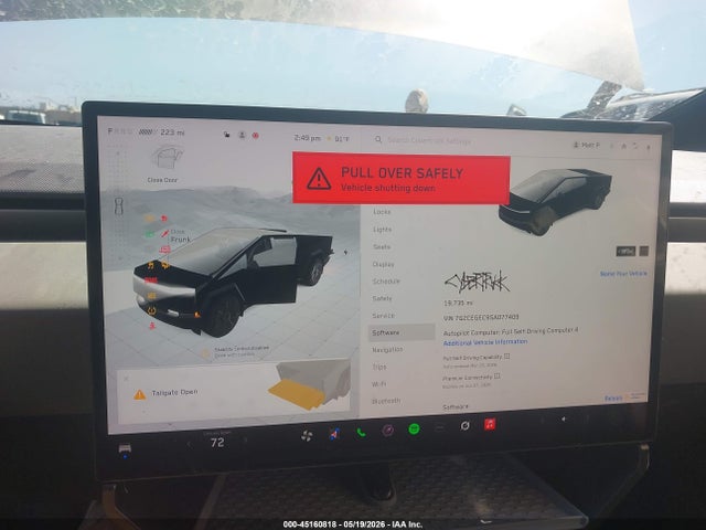 45160818 :رقم المزاد ، 7G2CEGEC9SA077409 vin ، 2025 Tesla Cybertruck مزاد بيع