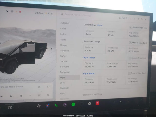 45160818 :رقم المزاد ، 7G2CEGEC9SA077409 vin ، 2025 Tesla Cybertruck مزاد بيع