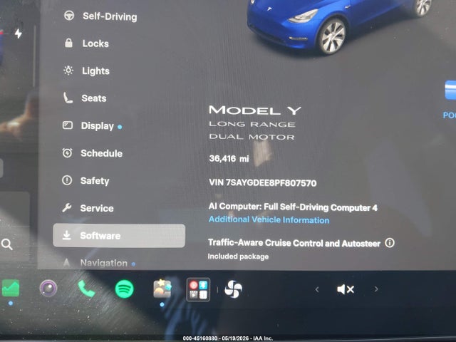 45160880 :رقم المزاد ، 7SAYGDEE8PF807570 vin ، 2023 Tesla Model Y Awd/long Range Dual Motor All-wheel Drive مزاد بيع
