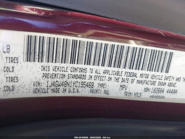 Продаж на аукціоні авто 2000 Jeep Grand Cherokee Laredo, vin: 1J4GW48N1YC195468, номер лоту: 45160890