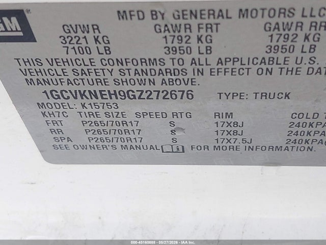 1GCVKNEH9GZ272676 Chevrolet Silverado 1500 Wt