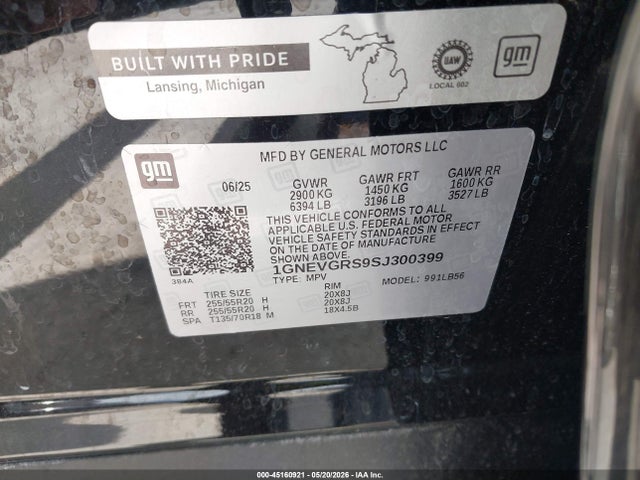 1GNEVGRS9SJ300399 Chevrolet Traverse Awd Lt