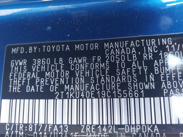 Aukcja sprzedaży 2009 Toyota Matrix, vin: 2T1KU40E19C155661, numer aukcji: 45160940