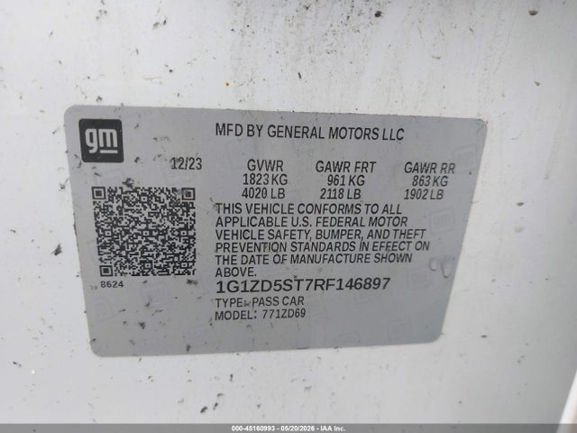 Продаж на аукціоні авто 2024 Chevrolet Malibu Fwd 1lt, vin: 1G1ZD5ST7RF146897, номер лоту: 45160993