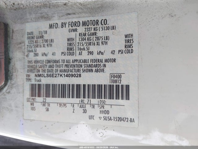 Продажа на аукционе авто 2019 Ford Transit Connect Xl, vin: NM0LS6E27K1409028, номер лота: 45161033
