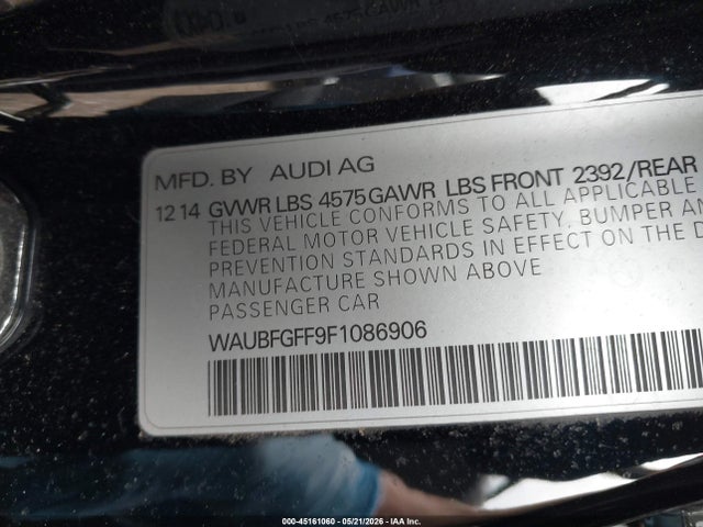45161060 :رقم المزاد ، WAUBFGFF9F1086906 vin ، 2015 Audi A3 2.0t Premium مزاد بيع