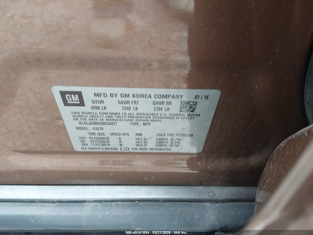 Aukcja sprzedaży 2016 Buick Encore, vin: KL4CJASB4GB626027, numer aukcji: 45161084