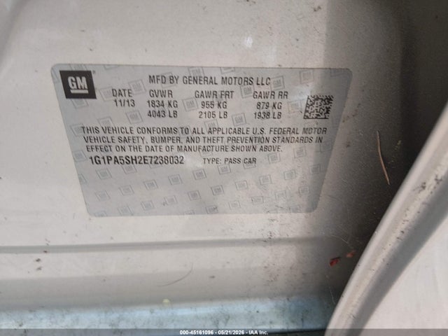 Продажа на аукционе авто 2014 Chevrolet Cruze Ls Auto, vin: 1G1PA5SH2E7238032, номер лота: 45161096