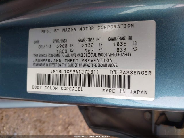 Aukcja sprzedaży 2010 Mazda Mazda3 I Touring, vin: JM1BL1SF9A1272811, numer aukcji: 45161118