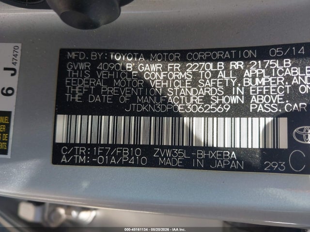 Продаж на аукціоні авто 2014 Toyota Prius Plug-in, vin: JTDKN3DP0E3062569, номер лоту: 45161134