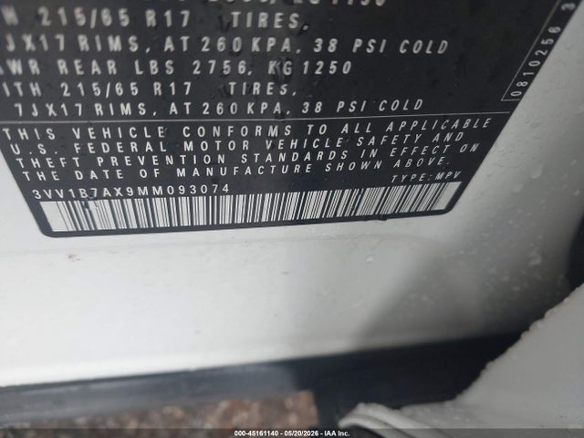 2021 Volkswagen Tiguan 2.0t S მანქანა იყიდება აუქციონზე, vin: 3VV1B7AX9MM093074, აუქციონის ნომერი: 45161140