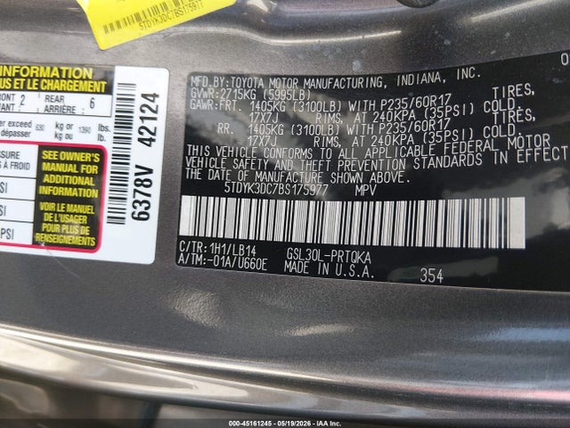 Продаж на аукціоні авто 2011 Toyota Sienna Xle V6, vin: 5TDYK3DC7BS175977, номер лоту: 45161245