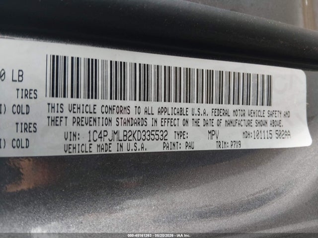 2019 Jeep Cherokee Latitude Plus 4x4 მანქანა იყიდება აუქციონზე, vin: 1C4PJMLB2KD335532, აუქციონის ნომერი: 45161263