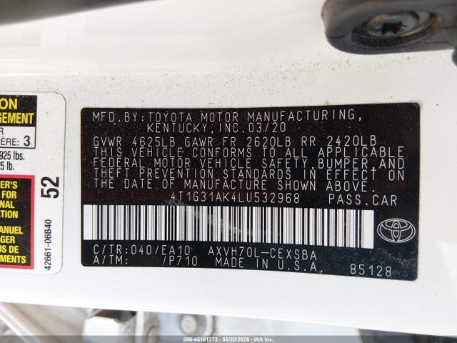 4T1G31AK4LU532968 Toyota Camry Se Hybrid