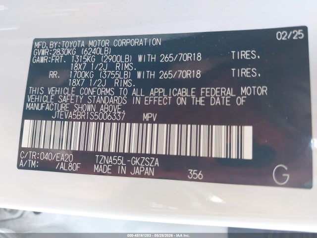 JTEVA5BR1S5006337 Toyota 4runner Trd Off Road Premium