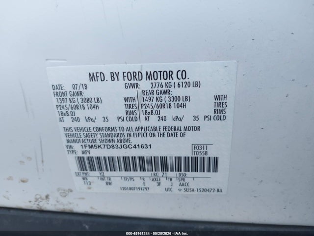 Ford EXPLORER XLT 2018 1FM5K7D83JGC41631 Image 9