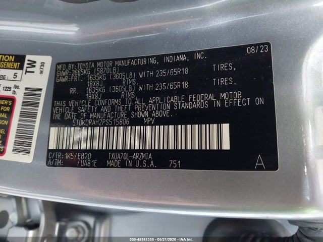 Aukcja sprzedaży 2023 Toyota Highlander Xle, vin: 5TDKDRAH2PS515806, numer aukcji: 45161350