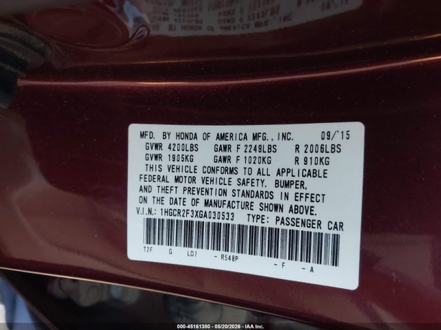 1HGCR2F3XGA030533 Honda ACCORD LX