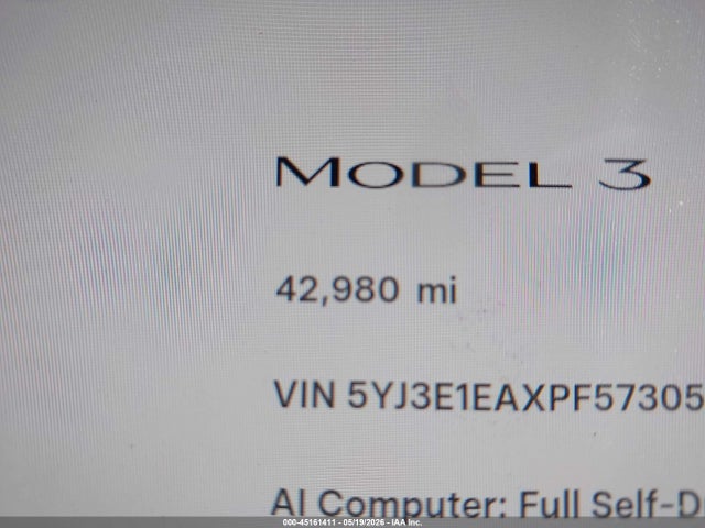 2023 Tesla Model 3 Rear-wheel Drive მანქანა იყიდება აუქციონზე, vin: 5YJ3E1EAXPF573053, აუქციონის ნომერი: 45161411