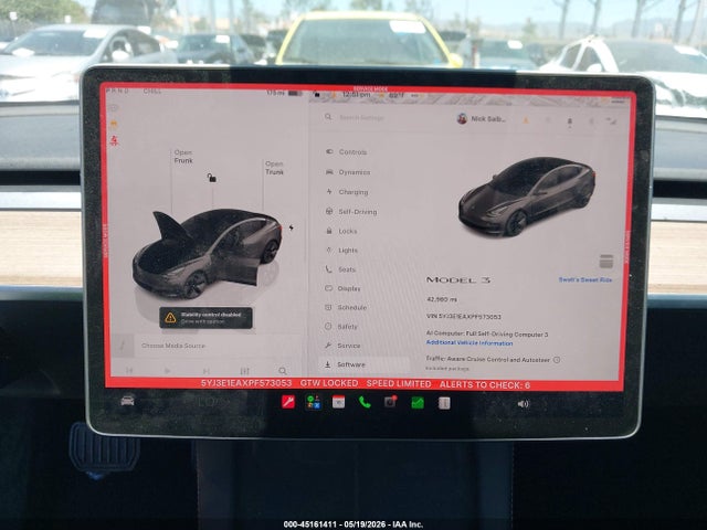 2023 Tesla Model 3 Rear-wheel Drive მანქანა იყიდება აუქციონზე, vin: 5YJ3E1EAXPF573053, აუქციონის ნომერი: 45161411