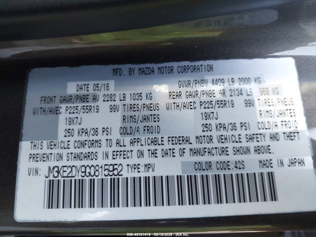Aukcja sprzedaży 2016 Mazda Cx-5 Grand Touring, vin: JM3KE2DY9G0815952, numer aukcji: 45161418