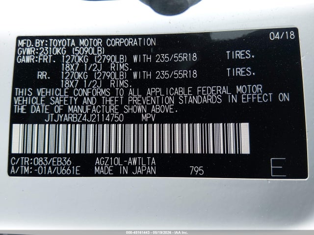 45161443 :رقم المزاد ، JTJYARBZ4J2114750 vin ، 2018 Lexus Nx 300 F Sport مزاد بيع