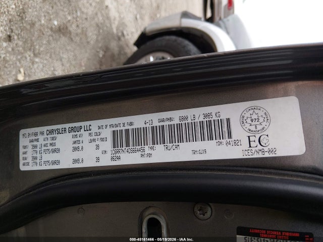Продажа на аукционе авто 2013 Ram 1500 Laramie, vin: 1C6RR7NT4DS664456, номер лота: 45161466