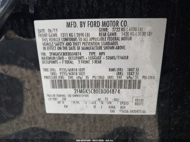 Aukcja sprzedaży 2014 Ford Flex Sel, vin: 2FMGK5C80EBD04874, numer aukcji: 45161495