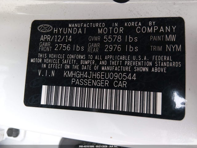 Aukcja sprzedaży 2014 Hyundai Equus Signature, vin: KMHGH4JH6EU090544, numer aukcji: 45161506