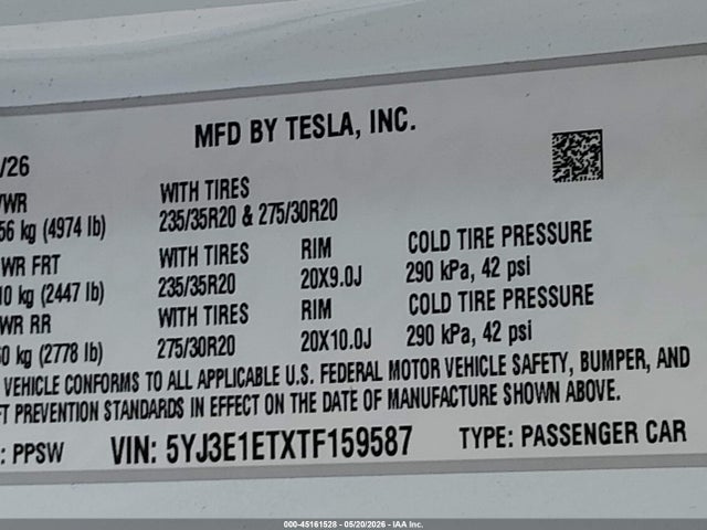 Tesla Model 3 Performance All-wheel Drive 2026 5YJ3E1ETXTF159587 Image 9
