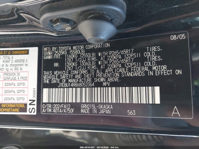 Aukcja sprzedaży 2006 Toyota 4runner Sr5, vin: JTEBU14R868052364, numer aukcji: 45161557