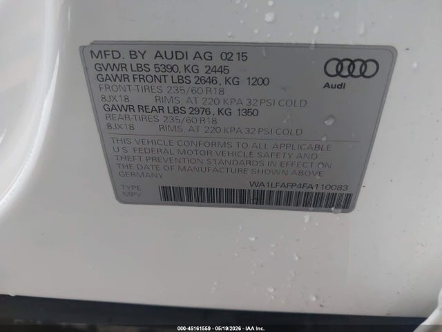 Audi Q5 2.0t Premium 2015 WA1LFAFP4FA110083 Image 9