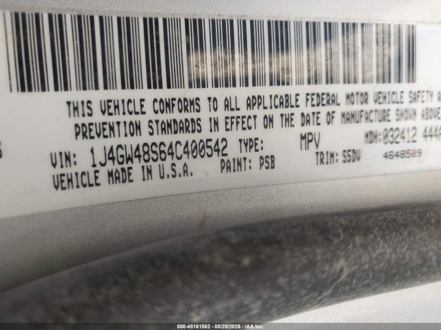 45161562 :رقم المزاد ، 1J4GW48S64C400542 vin ، 2004 Jeep Grand Cherokee Laredo مزاد بيع