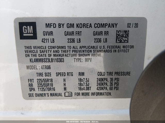 KL4MMBS23LB110303 Buick Encore Gx Fwd Preferred